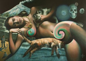 Liegende Frau surrealer Traum von Corné Akkers