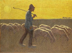 Hirte mit Schafen, ca. 1920
