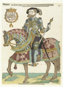 Porträt von Adriaen de Croy zu Pferd von Cornelis Anthonisz. (manner of)