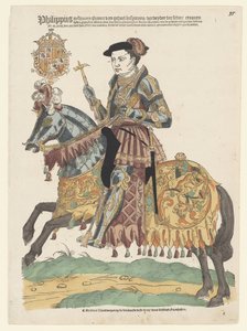 Porträt von Philipp II. zu Pferd von Cornelis Anthonisz. (manner of)