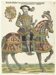 Porträt von René de Châlon zu Pferd von Cornelis Anthonisz. (manner of)