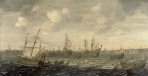 Die niederländische Heringsflotte unter Segeln