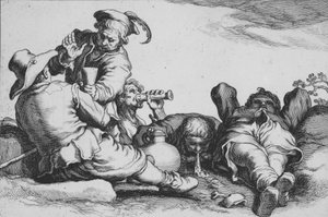 Bauern beim Trinken, aus der Serie Sechzehn Bauernmotive, 17. Jahrhundert von Cornelis Bloemaert