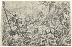 Plage der Giftschlangen und die eherne Schlange von Cornelis Bos