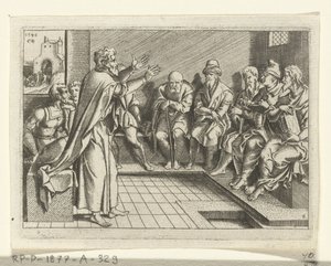 Paulus predigt in der Synagoge von Cornelis Bos