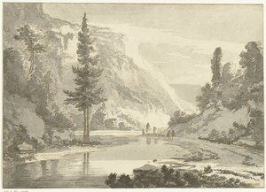 Berglandschaft mit Hirten am Flussufer von Cornelis Brouwer