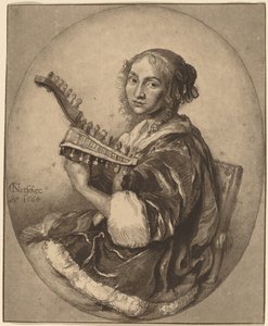Dame mit doppelköpfiger Laute von Cornelis Brouwer
