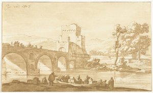 Ponte Molle bei Rom von Cornelis Brouwer