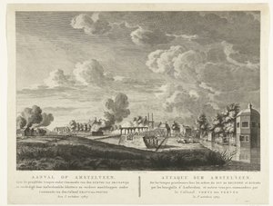 Preußische Truppen greifen Amstelveen an, das am 1. Oktober 1787 von Amsterdamer Schützen verteidigt wird von Cornelis Brouwer