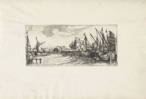 Ansicht eines Hafens mit Schleuse Landschaften (Serientitel) von Cornelis Claesz van Wieringen (possibly)