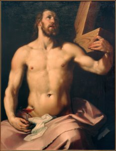 Christus mit eucharistischem Kelch und Kreuz von Cornelis Cornelisz