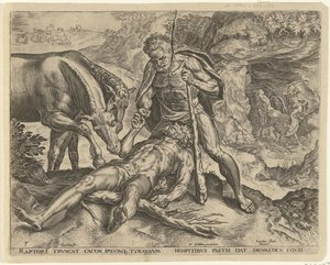 Herkules führt Diomedes zu seinen Pferden (Werke des Herkules) von Cornelis Cort
