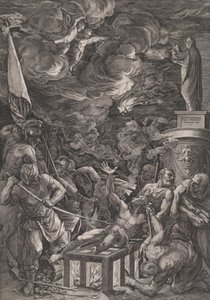 Martyrium des Heiligen Laurentius, 1571 von Cornelis Cort