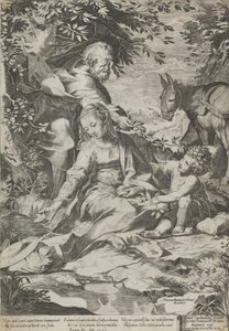 Die Rast auf der Rückkehr aus Ägypten, 1575 von Cornelis Cort
