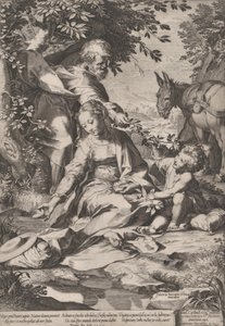Die Rast auf der Rückkehr aus Ägypten von Cornelis Cort
