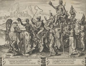 Der Triumph des Reichtums, aus Der Zyklus der Wechselfälle des menschlichen Lebens, Platte 2, 1564 von Cornelis Cort