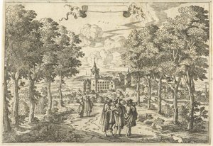 Wanderer und ein Schloss von Cornelis Elandts