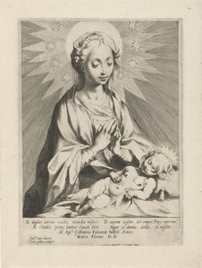 Maria betet das Christuskind an