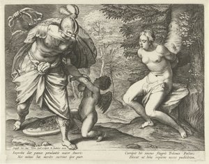 Venus an einen Baum gebunden und Amor von Minerva bestraft