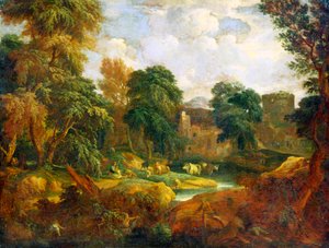 Flämische Landschaft, 17. oder frühes 18. Jahrhundert von Cornelis Huysmans