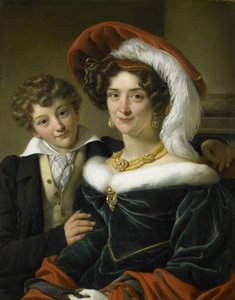 Rudolphina Wilhelmina Elizabeth de Sturler (1798-1873), zweite Frau von Graf Johannes van den Bosch, mit ihrem Sohn Richard Leeuwenhart von Cornelis Kruseman (attributed to workshop of)