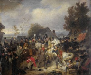 Der Prinz von Oranien wechselt sein verwundetes Pferd während des Gefechts bei Boutersem von Cornelis Kruseman