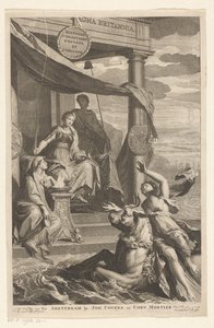 Entführung Europas beobachtet von Britannia (Titelblatt für: Isaac de Larrey, Histoire d