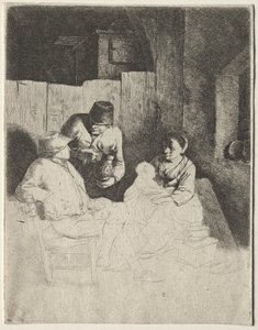 Die Mutter sitzt in einem Gasthaus