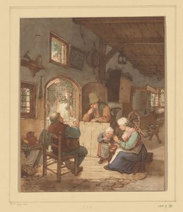 Zeitungsleser im Innenraum von Cornelis Ploos van Amstel (signed by artist)