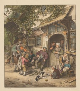 Geigenspieler vor einem Gasthaus