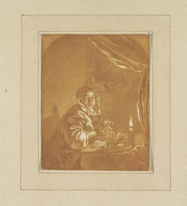 Dame bei Kerzenlicht von Cornelis Ploos van Amstel
