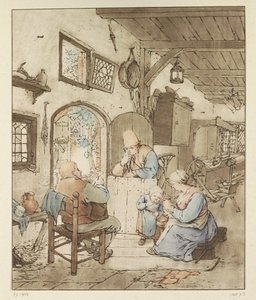 Zeitungsleser im Innenraum von Cornelis Ploos van Amstel