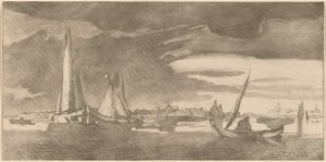 Fluss mit Stadt