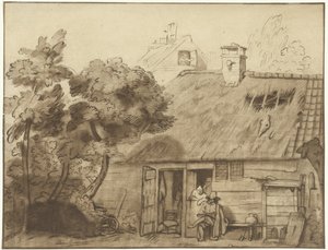 Zeichner vor Bauernhof von Cornelis Ploos van Amstel