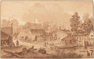 Dorf mit Teich
