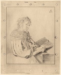 Junges Mädchen am Klavier von Cornelis Ploos van Amstel