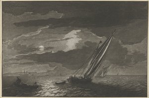 Meeresansicht bei Vollmond von Cornelis Ploos van Amstel
