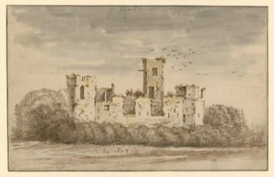 Burgruine, von dichtem Gebüsch umwachsen von Cornelis Saftleven