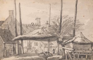 Ein leerer Heuschober von Cornelis Saftleven