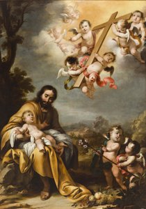Heiliger Josef und das Christkind vor dem Heiligen Kreuz, ca. 1670 von Cornelis Schut the Younger