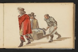 Gruppe von Figuren in Kleidung des siebzehnten Jahrhunderts von Cornelis Springer