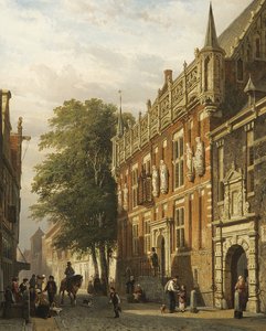 Das Rathaus in Kampen, Niederlande von Cornelis Springer