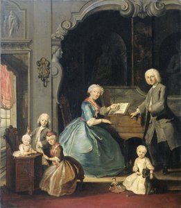 Familiengruppe in der Nähe eines Cembalos, 1739 von Cornelis Troost