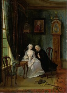 Unanständige Liebe, vielleicht eine Szene des Witwers Joost mit Lucia, 2. Szene aus dem Stück De wanhebbelijke liefde von CJ van der Lijn