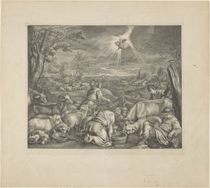 Abraham zieht nach Sichem / Verkündigung an die Hirten von Cornelis Visscher (II)