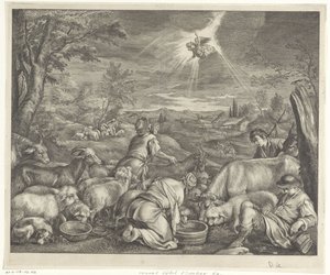 Abraham zieht nach Sichem / Verkündigung an die Hirten von Cornelis Visscher (II)