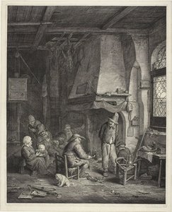 Innenansicht in einem Gasthaus, genannt "Die Schlittschuhläufer" (De Schaatsenrijder) von Cornelis Visscher