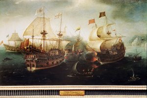 Szene einer Seeschlacht von Hendrick Cornelisz. Vroom