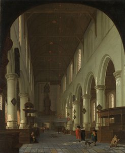Innenansicht der Oude Kerk in Delft vom Chor zum Portal von Cornelis de Man (attributed to)