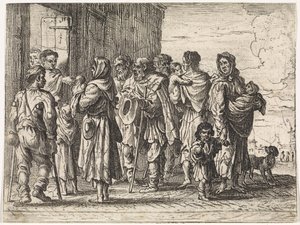 Bettler vor einem Kloster (Serientitel: Genrebilder) von Cornelis de Wael